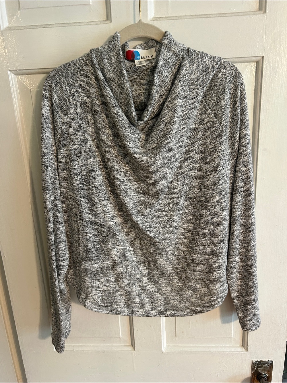 Free People Gray Marled Cowl Neck Sweater